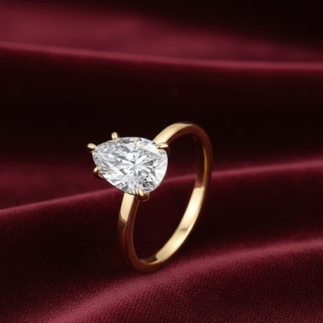 Moissanite Water Drop Pear shape AFSA Ring